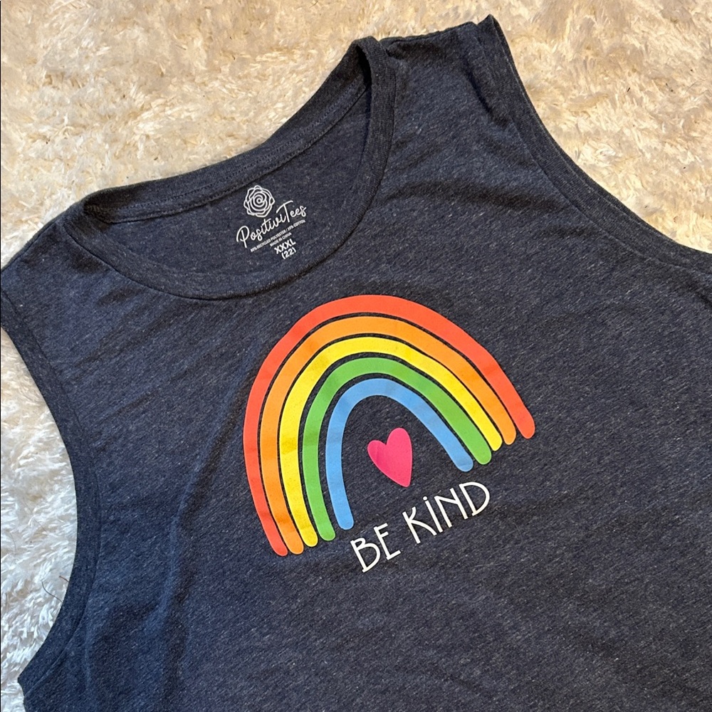 Positive Life Be Kind Rainbow Tank Top - Dark Gray